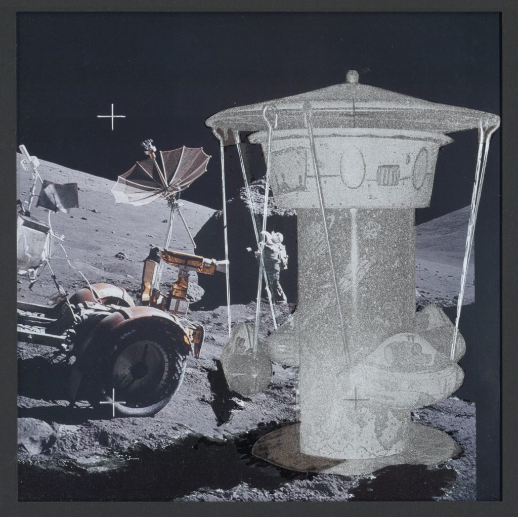Alessandro Poli, Paesaggio Lunare Luna Park , Architettura Interplanetaria, 1973 (tecnica Mista, Disegno, Collage) Courtesy The Artist CCA Montreal Funds