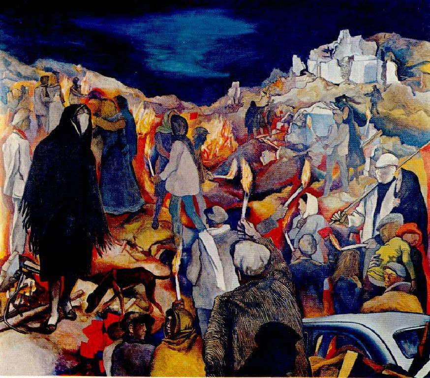 Renato Guttuso, La notte di Gibellina, 1970, olio su tela cm 88.5 x 139, 1970