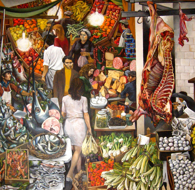 Renato Guttuso, Vuccirìa, olio su tela cm 300x300, 1974