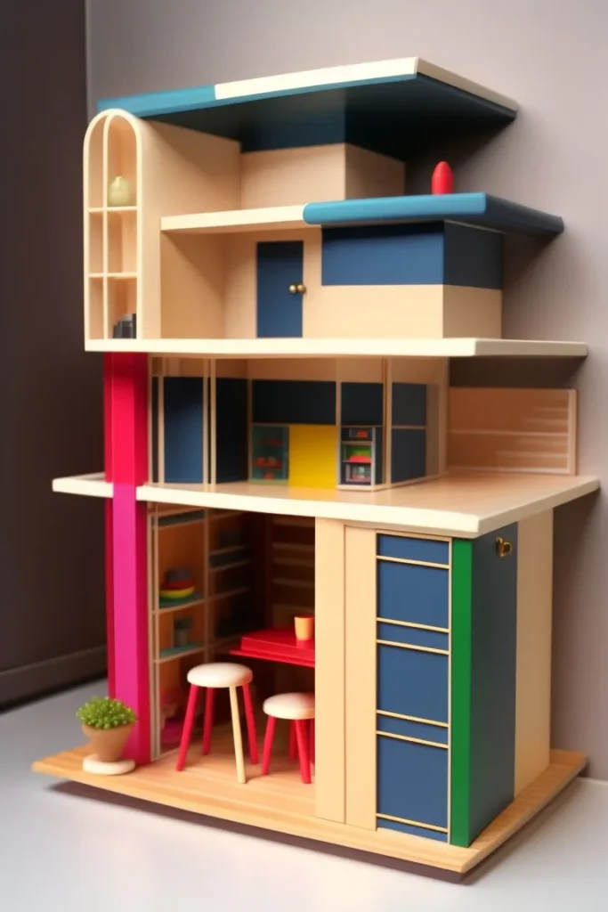 La casa di Barbie secondo lo stile di Le Corbusier, elaborata dal software di IA Stable Diffusion.