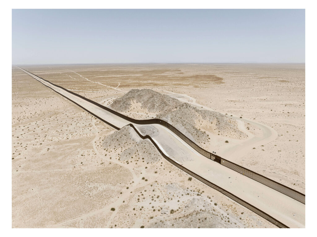 The border wall stretches through Sonora’s desert near Flor del Desierto, east of San Luis del Río Colorado, Sonora, Mexico, July 2024. (Photo/Daniel Ochoa de Olza)