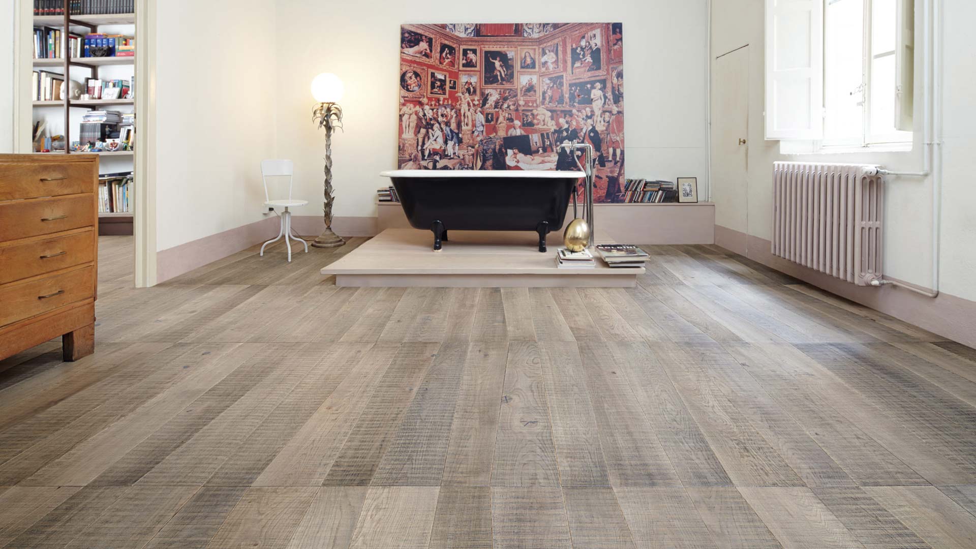 Parquet rovere scuro colore Pienza è un pavimento in legno che ricorda le suggestioni e le tonalità della famosa terra della val d'orcia.