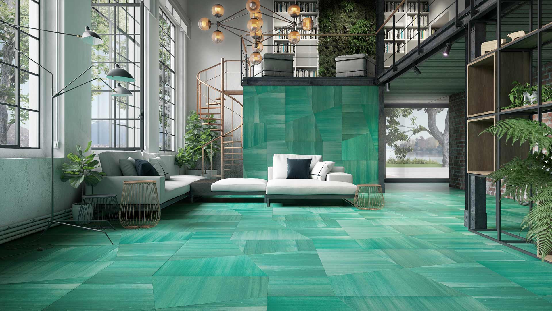 Parquet verde acqua Perigal Paola Lenti Listone Giordano